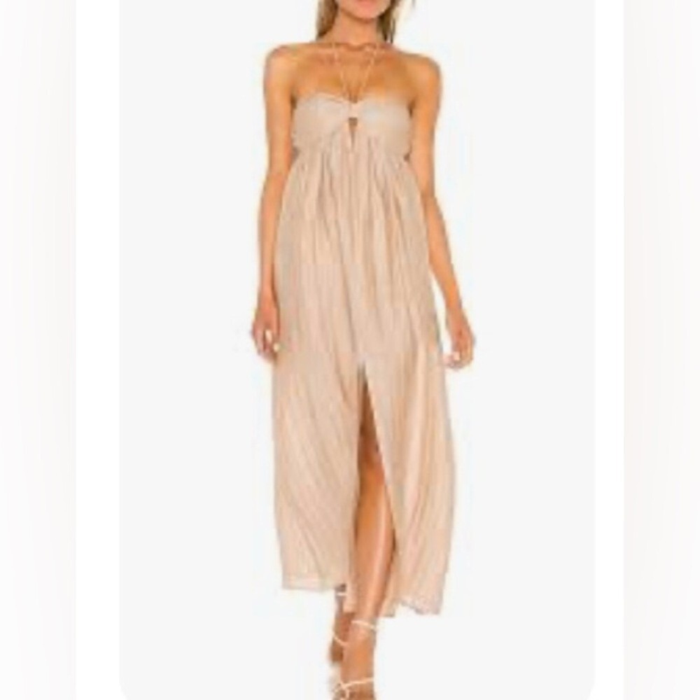 NWT L'Academie The Jolena Maxi Dress in Wheat Brown size small